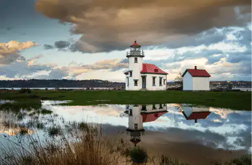 Nova Scotia's lighthouse reflected at sunset, representing In Good Nutrition's commitment to empowering Nova Scotians with personalized dietitian support.
